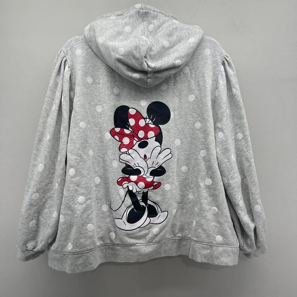 Disney Minnie Mouse Hooded Sweatshirt Womens 2X Peek a Boo Polka Dot Zip Up - Picture 2 of 9